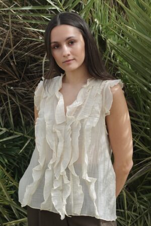 Blusa volante beige